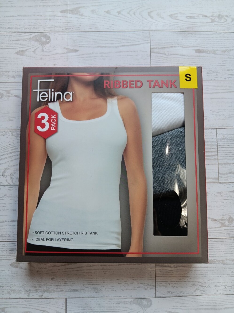 New Women's Felina Ribbed Tank Top 3-Pack White/Gray/Blue Size S, XL